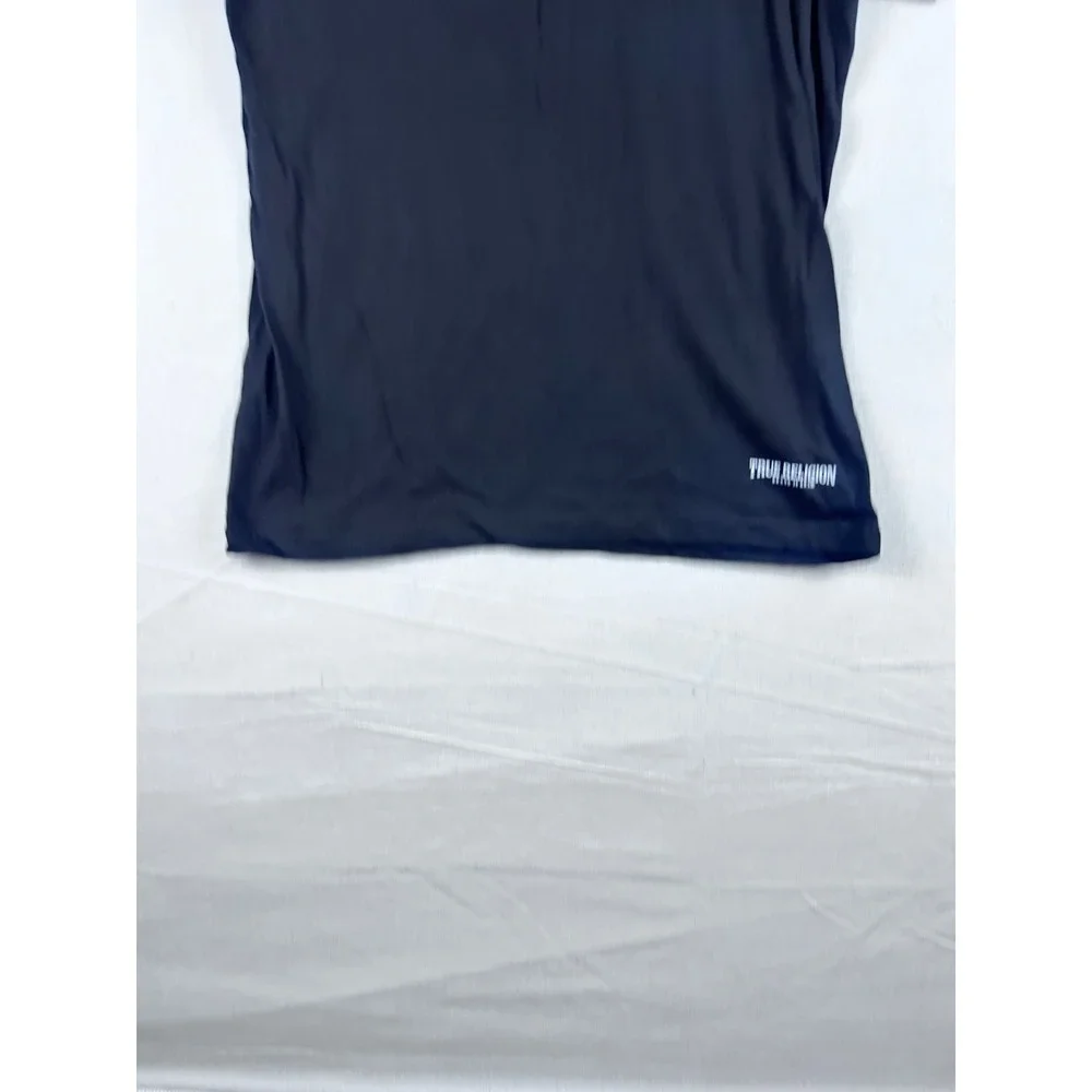 True Religion Mens Black Horseshoe Logo Sleeve Graphic T-Shirt Medium RN 90737